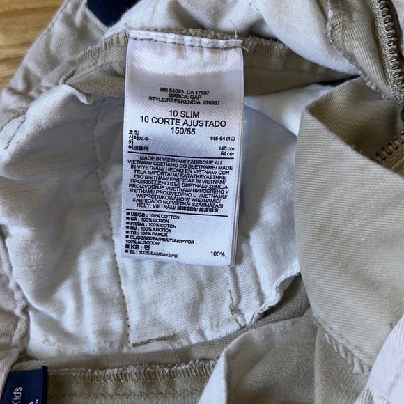 GAP classic khaki 100% cotton pants boys 10 slim with adjustable waist tabs - Picture 8 of 15